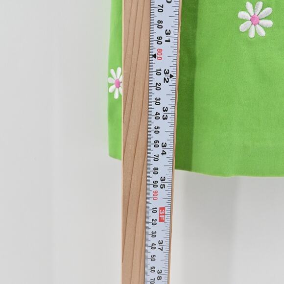 Vtg SAG HARBOR Green Embroidered Dress Size 10P Daisy Cotton Vibrant Bright Boho - Picture 5 of 13